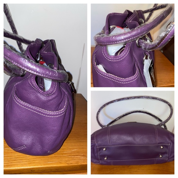 #442 NWT Tignanello Purple Leather Hobo Bag - Picture 2 of 5